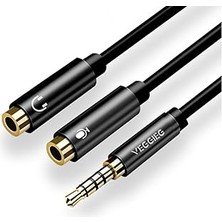 Veggieg 3.5mm Kulaklık ve Mikrofon Birleştirici Y Kablo