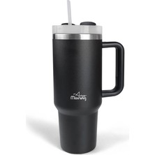 Any Morning Vaha 1200 ml Üç Kademe Çevirmeli Kapaklı Çift Katman Çelik Termos Mug Siyah SI2440217