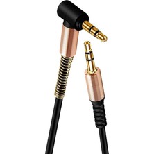Torima Xf-09 Siyah Altın Uçlu Araç Müzik Ses Kablosu Stereo Aux Akordiyon Kablo 3.5mm