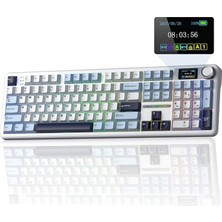Aula F108 Pro Ekranlı Mekanik Klavye Reaper Switch Rgb Hot Swap 8000MAH Makrolu Oyuncu Klavyesi Mavi