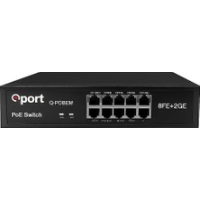 Qport Q-POE8M 8 Port 10/100 + 2 Port 10/100/1000 Uplınk Poe Swıtch