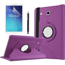 Constraın - Samsung ile Uyumlu Galaxy Tab E T560 9.6 Standlı Kapaklı Dönebilen Tablet Kılıfı Mor