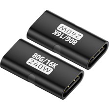 Livx 80GBPS Usb-C Dişi - Dişi Adaptör, 240W Pd3.1 Hızlı Şarj, 16K@60Hz Görüntü Aktarımı, Alüminyum Alaşımlı Tip-C Dişi Konnektör Uzatıcı - Siyah Otgff