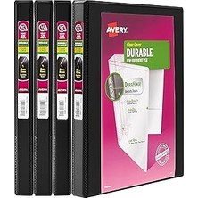 Renas Store Avery Durable Şeffaf Dosya, 4'lü Paket, 0,5 Inç, Siyah