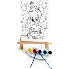 Lilafil Twiity Ressam Seti - 20 x 30 cm Önçizimli Tuval, 2 Adet Fırça, Palet, Boyalar ve Şövale