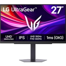 Lg 27G810A-B 27 Inç Ultragear 4K UHD (3840 x 2160) IPS Oyun Monitörü, Çift Modlu UHD 180Hz Veya Fhd 360Hz, 1ms, Nvıdıa G-Sync, Amd Freesync Premium, Vesa Displayhdr 400, HDMI 2.1, Siyah