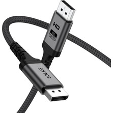 8k Displayport 1.4 Kablo 2m – 8k 60Hz 4K 144Hz 2k 240Hz 32.4gbps G-Sync Freesync Uyumlu Oyuncu Monitör Kablosu, Örgülü Alüminyum
