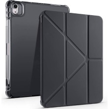 Zore Apple ile Uyumlu iPad Air 11 2025 M3 Kılıf Zore Tri Folding Kalem Bölmeli Standlı Kılıf Siyah