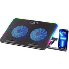 Classone Mila Serisi M2 R-Type Rgb Işıklı, 2 Büyük Fan, Telefon Standı,2 USB Notebook Soğutucu Stand