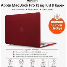 Mcstorey MacBook Pro 13 Inç M1 M2 Kılıf A2338 Uyumlu | Mat Sert Koruyucu Kapak Hard Case | A1706 A1708 A1989 A2159 A2251 A2289 Uyumlu Ince Hafif Buzlu Laptop Kılıfı Bordo