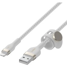 Belkin Boostcharge Pro Flex Örgülü USB Tip A - Yıldırım Kablosu (1m/3,3ft), Mfi Sertifikalı Şarj Kablosu - Beyaz