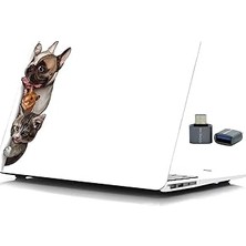 Mcstorey MacBook Air M1 Kılıfı 13.3 Inç A2337 A2179 A1932 Uyumlu Kedi ve Köpek Desenli Sert Kapak Koruyucu Kılıf Evcil Hayvan Temalı Uv Baskılı Hard Case Beyaz