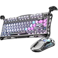 Gravastar Mercury Oyuncu K1 Pro Klavye+Mercury x Mouse, 2.4ghz Wireless, Bluetooth, Kablolu, Rgb Aydınlatmalı, Mekanik, Ingilizce Q, Gaming Klavye ve Optik Mouse Seti (Cyberpunk)