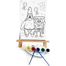 Lilafil Patrick & Bob Ressam Seti - 20 x 30 cm Önçizimli Tuval, 2 Adet Fırça, Palet, Boyalar ve Şövale