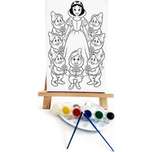 Lilafil Princess White Ressam Seti - 20 x 30 cm Önçizimli Tuval, 2 Adet Fırça, Palet, Boyalar ve Şövale