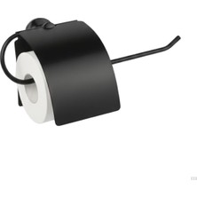 Yapışkanlı Tuvalet Kağıdı Askısı | Kapaklı Paslanmaz Metal Wc Kağıtlık | 10 * 10 cm Siyah Renk | Delmesiz Kolay Kurulum