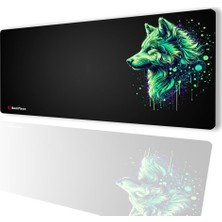 Sonictouch Ultragrand Siyah ve Neon Yeşili Kurt Dikişsiz Xxl Gaming Oyuncu Masaüstü Klavye Mouse Pad 40X90CM
