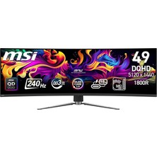 Msı 49" Mpg 491CQPX Qd-Oled, Gaming Monitör, Dqhd, 32:9 Curve 1800R Qd-Oled 240HZ, 0.03MS, G-Sync Compatible, Siyah