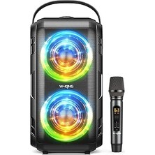 Kablosuz Mikrofonlu Bluetooth Hoparlör, W-Kıng 80W Taşınabilir Yüksek Sesli Parti Bluetooth Bluetooth Box Müzik Kutusu -2 Tam Aralıklı Sürücüler/derin Bas, 105DB Ses, Karaoke Makinesi/ıpx5/u-Disk/tf
