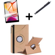 Samsung Galaxy Tab S6 Lite 2024 P620 P610 ile Uyumlu Kılıf Dönen Tablet Kilifi Ekran Koruyucu+Kalem 13-15-17 Gold
