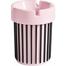 Renas Store Pembe Siyah Çizgili Modern Küllük | Plastik Küllük | Masaüstü &amp; Balkon Kullanımına Uygun