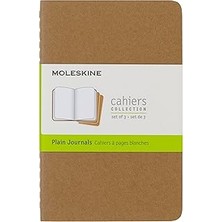 Renas Store Moleskine Cahier 3lü Cep Boy Karton Kapak Düz Defter Bej /