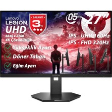 Lenovo Legion 27U-10 27" 0.5 Ms (Mprt) UHD:160Hz, FHD:320Hz (2xhdmı-Dp) G-Sync, Amd Freesync Premium 4K UHD 3840 x 2160 Pivot IPS Panel Wled Monitör 67D1GAC1TK
