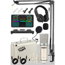 Midex Cx1 Effective Set Efektli Ses Kartı Mikrofon Kulaklık Stand Kayıt Canlı Yayın Seti (Pc ve Telefon)