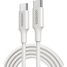 Ugreen Usb-C 60W 3A Qc Pd Örgülü Hızlı Şarj Kablosu, 2 Metre, Beyaz, 35254