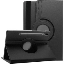 Constraın - Galaxy Tab ile Uyumlu S7 Plus T970 Standlı Kapaklı Dönebilen Tablet Kılıfı Siyah
