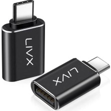 Livx USB 3.1 To Type-C 10GBPS 3A Hızlı Şarj ve Data Aktarımı Çevirici Dönüştürücü Otg Adaptör Siyah Otgcz Ikili