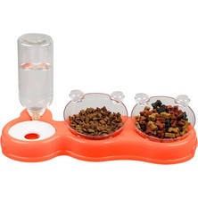 Çift Hazneli- 3' Lü Beslenme Mama ve Su Kabı Turuncu 500 ml 36 * 21 * 16 cm