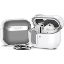 Undeplus Samsung Galaxy Buds 3 Fe/buds 3 Pro/buds 3 ile Uyumlu Kılıf Kilitli Tpu Premium Matte Trip Case Beyaz