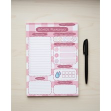 MindPad Studio A5 Boyut Çek-Kopar To Do List, Pembe Fiyonk Temalı Günlük Planlayıcı ve Memopad Seti - 9x9 cm 50 Yaprak Bloknot Not Defteri Ikili Set, Planlayıcı