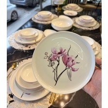 Onedekor 24 Parça 6 Kişilik Premium Purple Rose Porselen Yemek Takımı