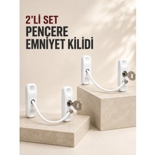 Renas Store 2’li Set Pencere Güvenlik Kilidi Anahtarlı Kablolu Çocuk Emniyet Kilidi Beyaz