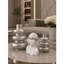 Nox Atelier Modern Dekoratif Vazo & Kadın Büstü 3'lü Dekor Seti