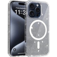 Zipax Apple iPhone 16 Pro Uyumlu Kılıf Simli Şeffaf Magesafe Özellikli Pc Hlt-Simlipc