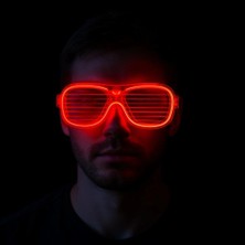 Pazarcan Parti Gözlüğü Kırmızı LED Işıklı Neon Glow Şerit Gözlük 3 Modlu