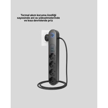 Pazarcan LED Anahtarlı Akım Korumalı Çoklu Priz 4 Priz 3 USB Girişli