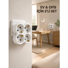 Pazarcan 2’li Set 4’lü Priz Çoklayıcı Direkt Duvar Prizine Takılan Adaptör
