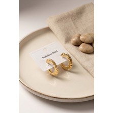 Arzino 316L Çelik Gold Renk Yarım Halka Model Küpe