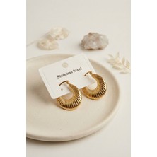 Arzino 316L Çelik Gold Renk Halka Model Küpe