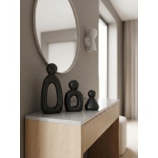Kaveld Aura Family Minimalist Dekoratif Heykel 3'lü Set | El Yapımı Modern Biblo | Mermer Tozu & Çimento Kompozit Premium Salon ve Ofis Dekoru