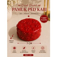 Filkorium3D Çiçek Desenli Pamuk Ped ve Krem Saklama Taşıma Kutusu Seyahat Boy Makyaj Pamuğu Taşıma Kabı