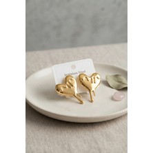 Arzino 316L Çelik Gold Renk Melting Heart Model Küpe