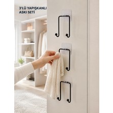 Vintessy 3'lü Duvar Tipi Yapışkanlı Askılık Ev ve Yaşam Alanları Için Pratik Set