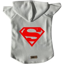 Monopetz Kapişonlu Sweatshirt Köpek ve Kedi Kıyafeti & Elbisesi - Beyaz Superman Xs Beden