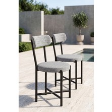 Ulu Pazarlama Sandalye 2 Adet Keten Kumaş Metal Ayak Modern Mutfak Sandalyesi Cafe Balkon Ofis Teddy 9812 Gri