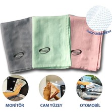 Renas Store Iz Bırakmayan Mikrofiber Temizlik Bezi 3&amp;apos;lü Set Cam ve Ayna Silme Toz Alma Temizlik Bezi (5047)